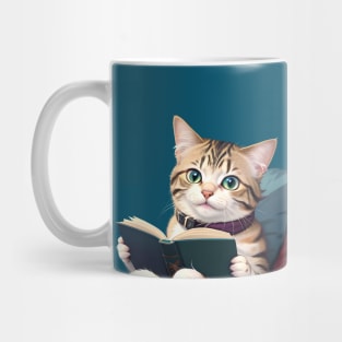 Funny Cute Kawaii Anime Book Lover Bookworm Reading Cat Mug